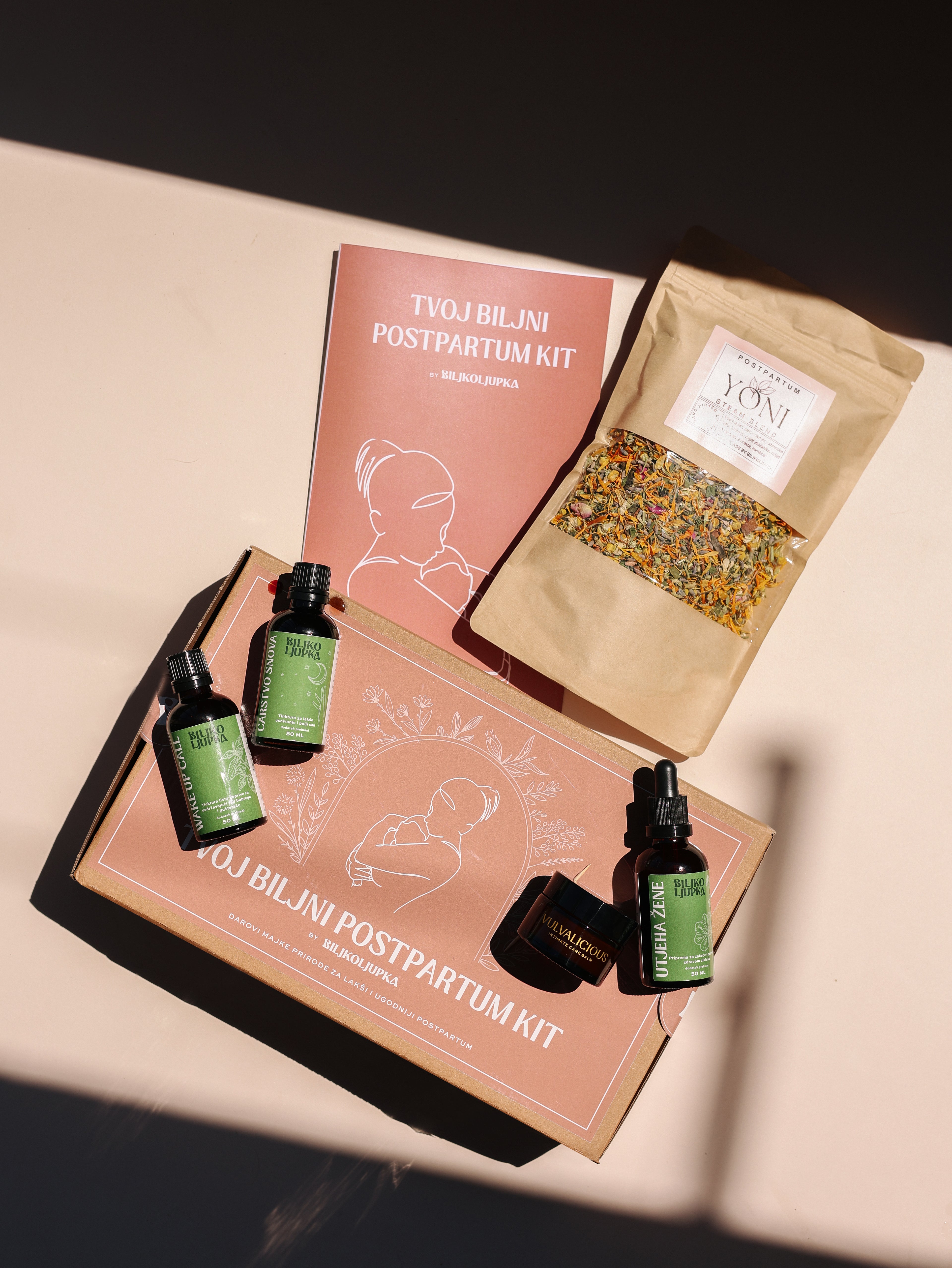 detaljni prikaz svega sto sadrzi biljni postpartum kit biljkoljupka